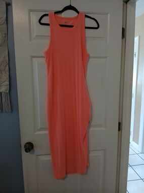 aerie Coral Sleeveless Maxi Tank Dress